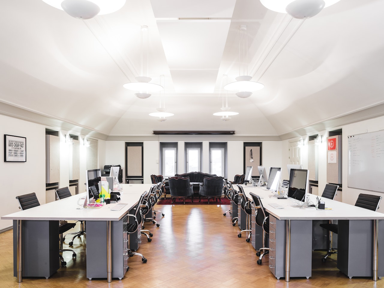 Motley office working space.